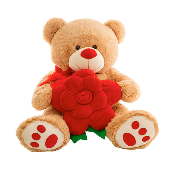 Teddy Bear Kev w Red Bow & Plush Rose Brown (HT85cm/55cmST)