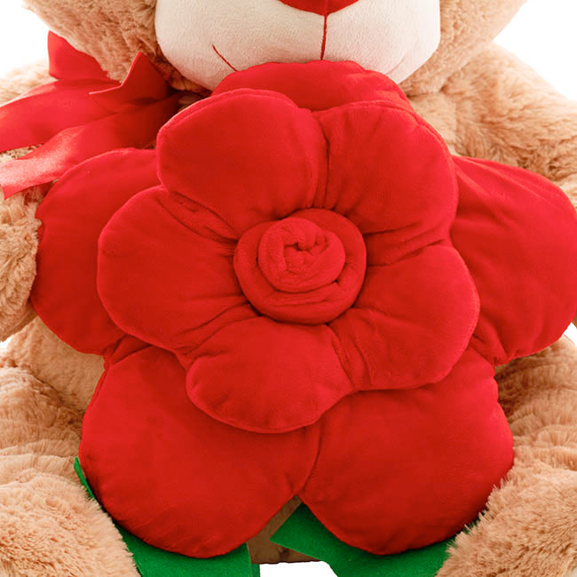 Teddy Bear Kev w Red Bow & Plush Rose Brown (HT85cm/55cmST)