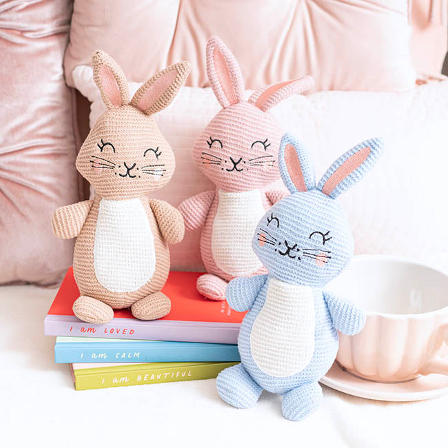 Rosie Knitted Bunny Plush Soft Toy Blue (29cmHT)