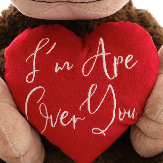 Gorilla George w I'm Ape Over You Heart Plush Brown (34cmST)