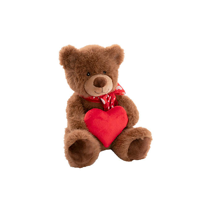 Teddy Bear Darren w Plush Heart Red (24cmST)