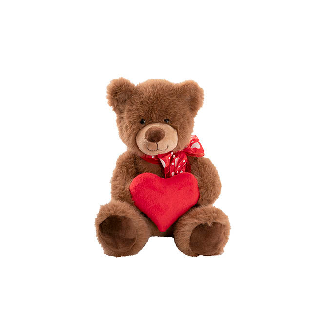 Teddy Bear Darren w Plush Heart Red (24cmST)