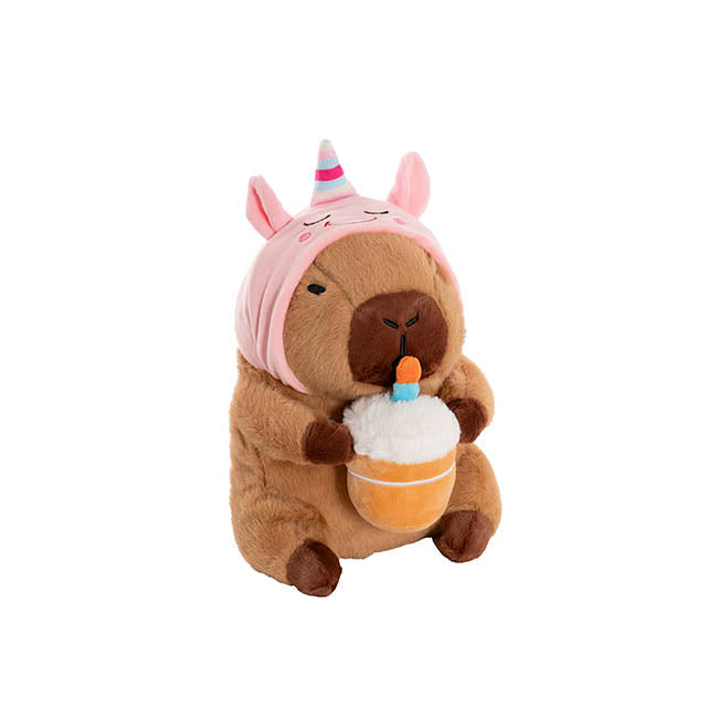 Capybara w Cupcake & Unicorn Hat Plush Toy Brown (25cmST)