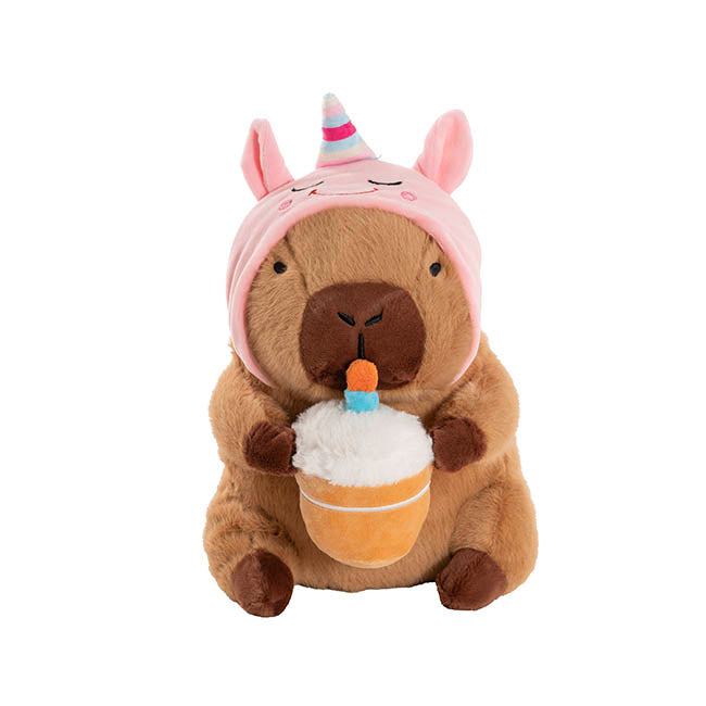 Capybara w Cupcake & Unicorn Hat Plush Toy Brown (25cmST)