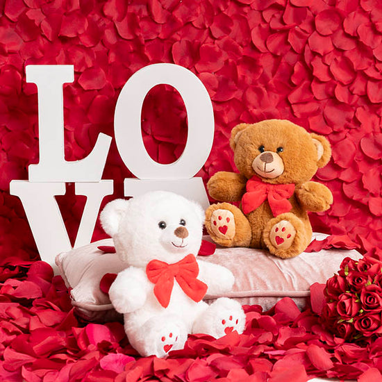 Teddy Bear Aiden w Red Bow Plush Soft Toy White (20cmST)