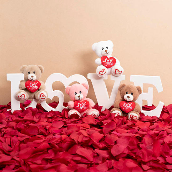 Mini Teddy Bear Alfie w Love You Heart Mocha Brown (14cmST)