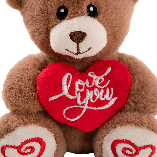 Mini Teddy Bear Alfie w Love You Heart Mocha Brown (14cmST)