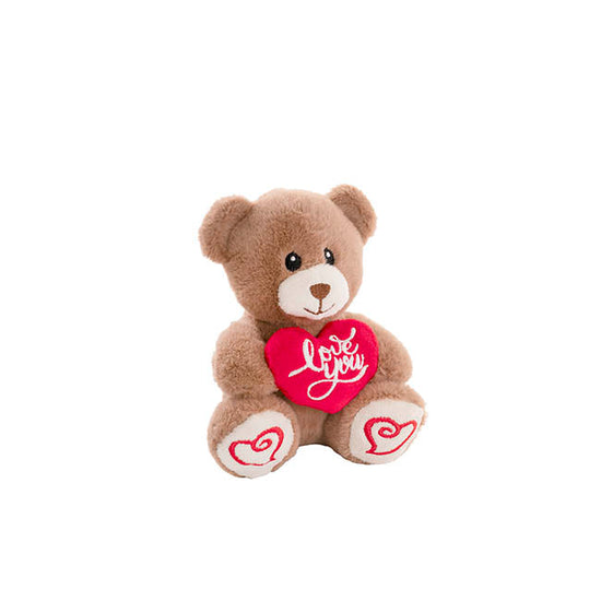 Mini Teddy Bear Alfie w Love You Heart Mocha Brown (14cmST)