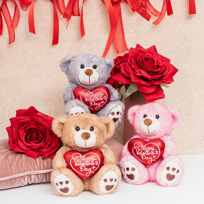 Teddy Bear Josh w Happy Valentine's Day Heart Brown (20cmST)