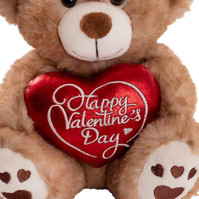 Teddy Bear Josh w Happy Valentine's Day Heart Brown (20cmST)