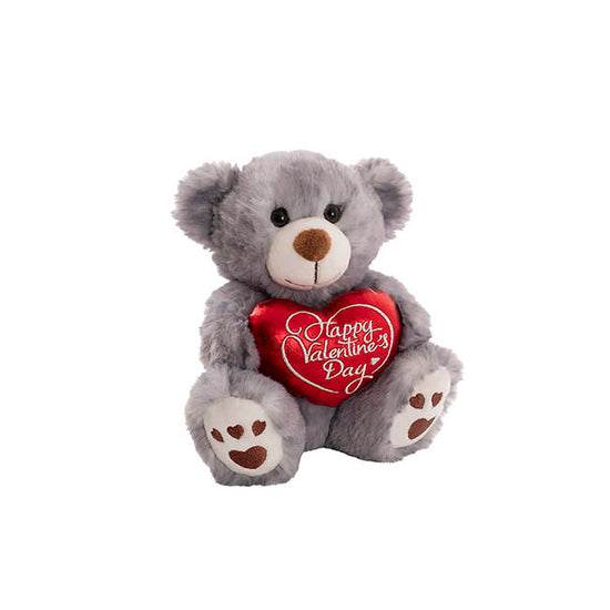 Teddy Bear Josh w Happy Valentine's Day Heart Grey (20cmST)