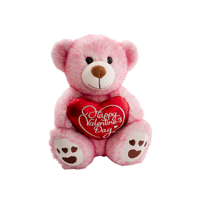 Teddy Bear Josh w Happy Valentine's Day Heart Pink (20cmST)