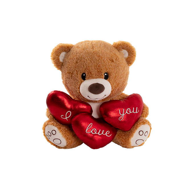 Teddy Bear Theo w I Love You Hearts Brown (25cm.ST)