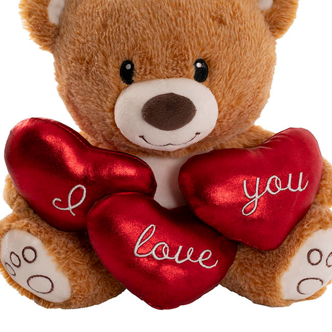 Teddy Bear Theo w I Love You Hearts Brown (25cm.ST)