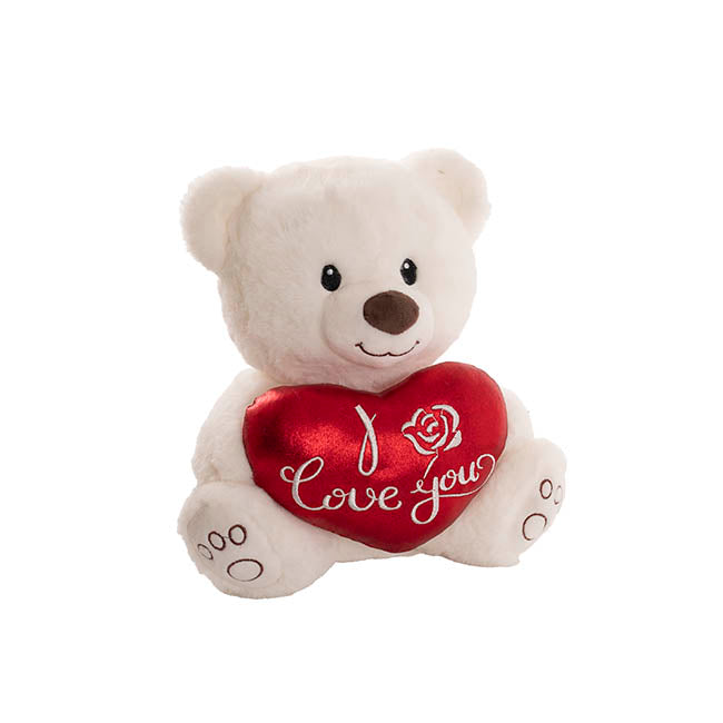 Teddy Bear Theo w I Love You Heart White (25cm.ST)