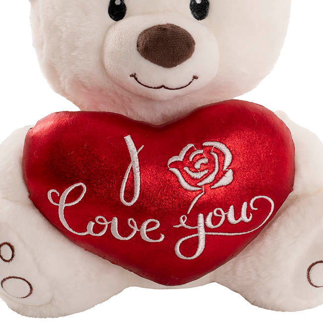 Teddy Bear Theo w I Love You Heart White (25cm.ST)