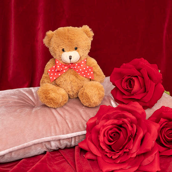Luca Eco Teddy Bear w Bow Hazel Brown (15cm.ST)