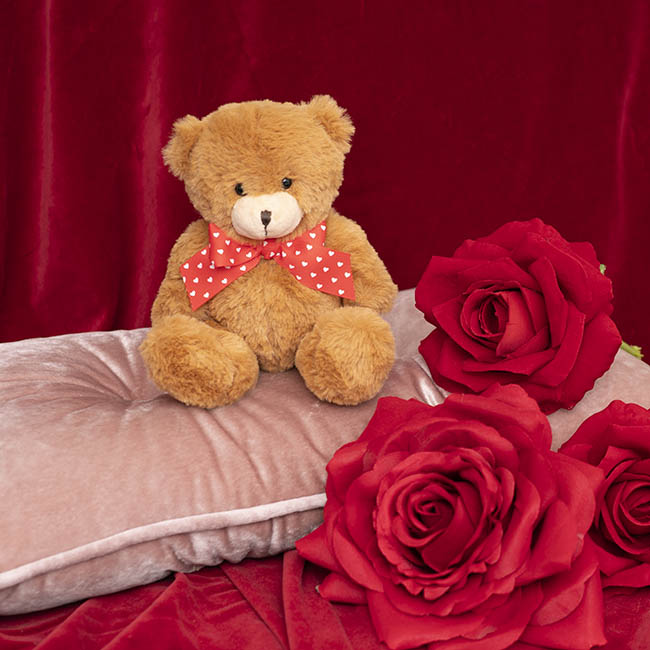 Luca Eco Teddy Bear w Bow Hazel Brown (15cm.ST)