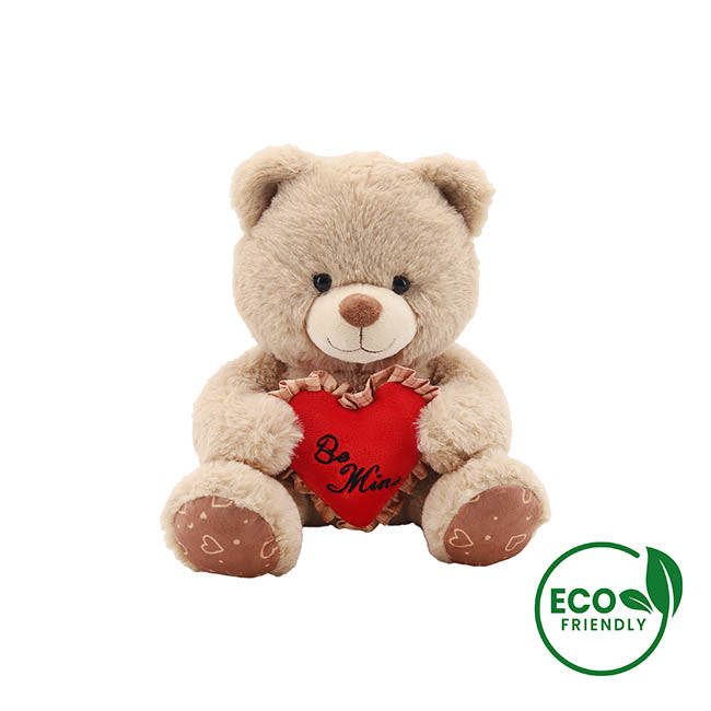 Fredrick Eco Teddy Bear w Be Mine Heart Brown (25cm.ST)