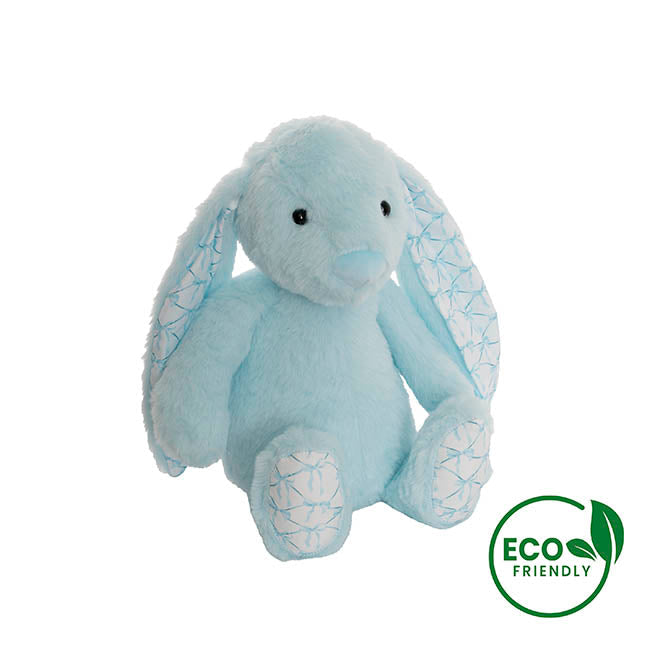 Petals Bunny w Bow Pattern Eco Plush Blue (30cm.ST)