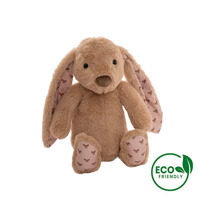 Petals Bunny w Bow Pattern Eco Plush Brown (30cm.ST)
