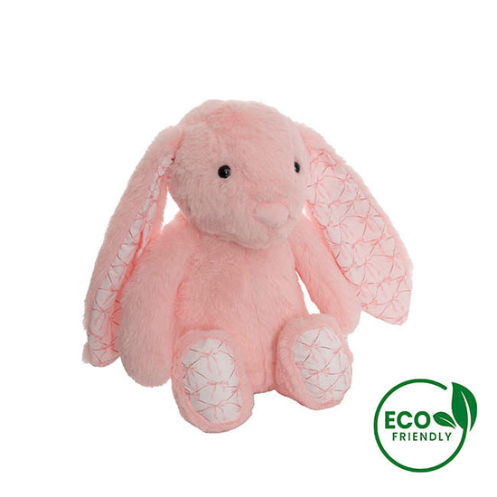 Petals Bunny w Bow Pattern Eco Plush Pink (30cm.ST)