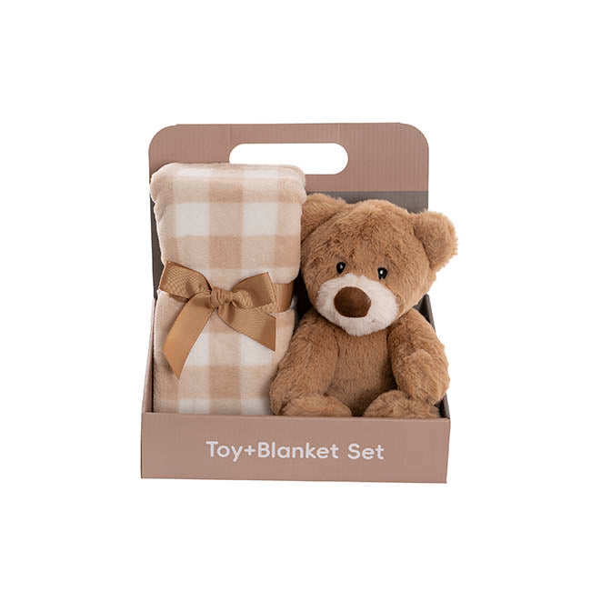 Teddy Bear Louie Gift Pack Bear and Blanket Brown (21cmST)