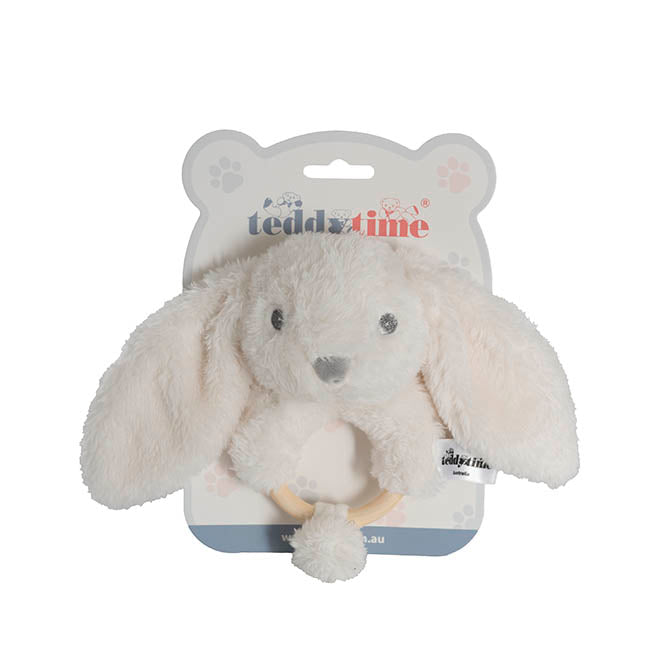 Rosie Bunny Rattle White (18cmHT)