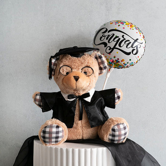 Graduation Teddy Bear Karl w Glasses Soft Brown (30cmST)