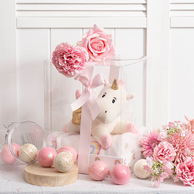 Unicorn Pebbles & Blanket Gift Pack Baby Pink (20x18x26cm)