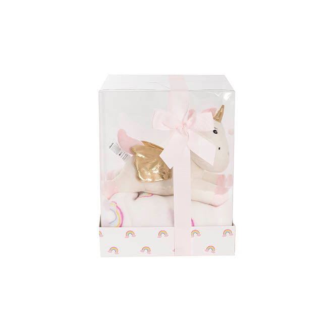 Unicorn Pebbles & Blanket Gift Pack Baby Pink (20x18x26cm)