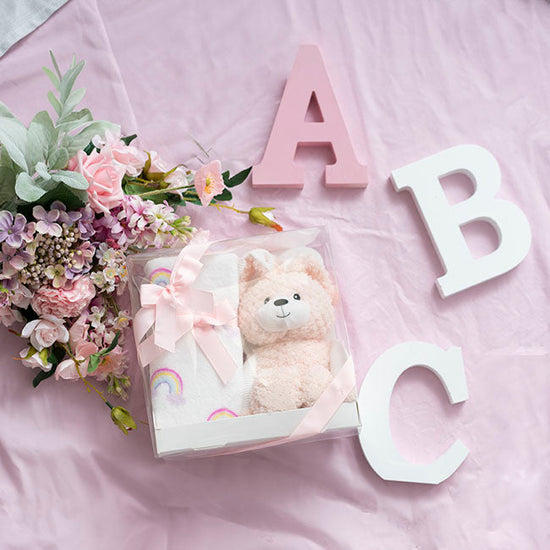 Bunny Flops & Blanket Gift Pack Peach (25x12x25cm)