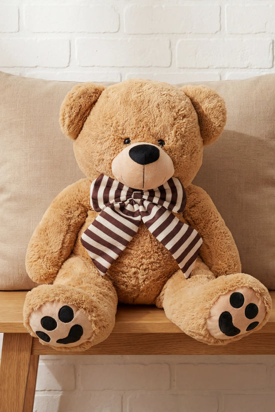 Wilson Giant Teddy Bear w Striped Bow Brown (90cmHT/60cmST)