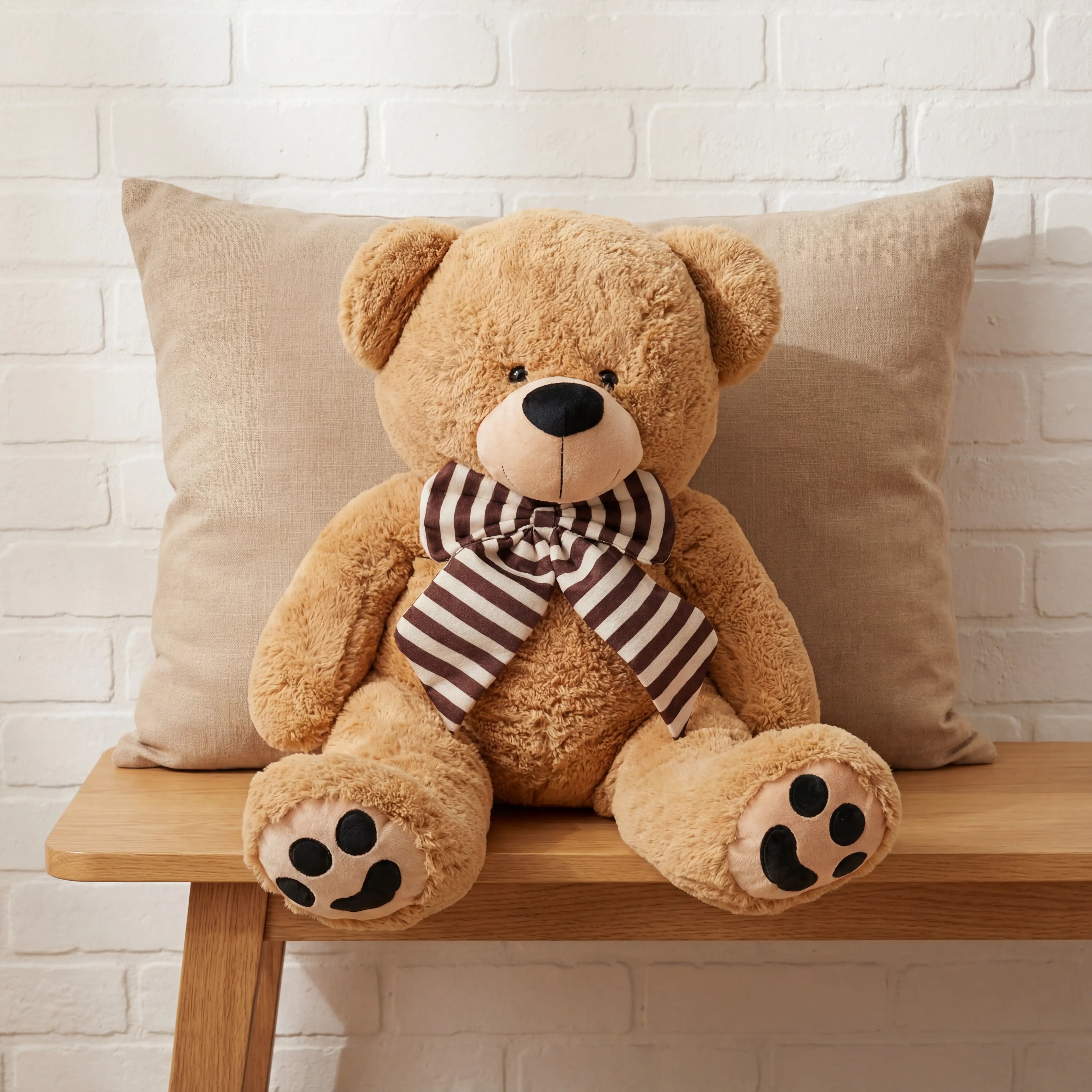Wilson Giant Teddy Bear w Striped Bow Brown (90cmHT/60cmST)